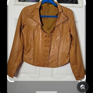 Brown Leather Cropped Jacket Size Medium